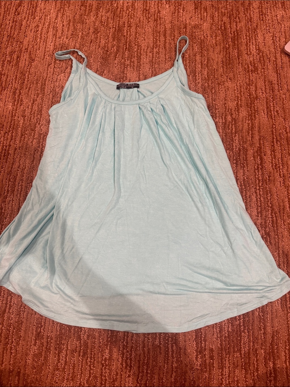 Women’s Light Blue Pleated Scoop Neck Camisole